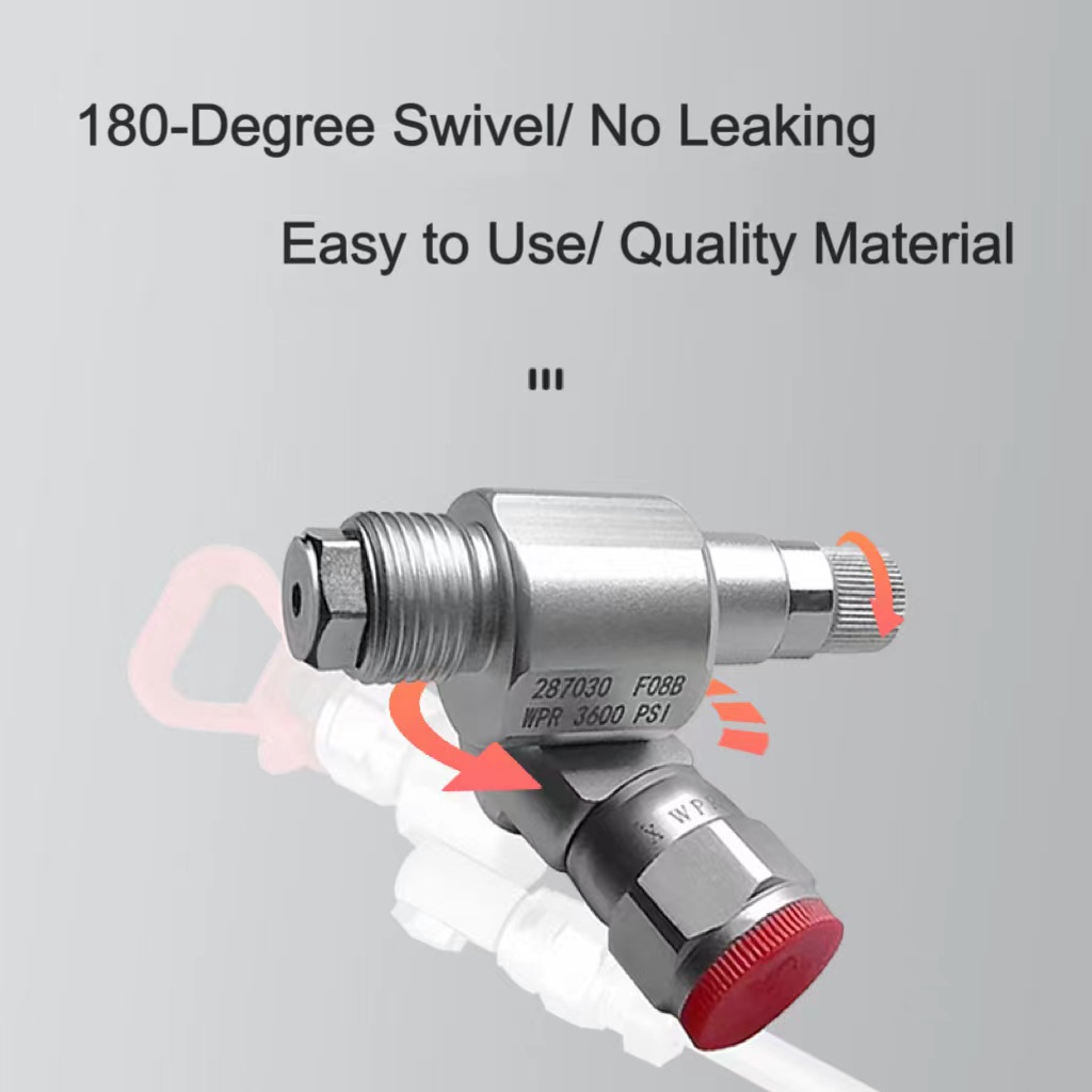 1 PCS 287030 CleanShot Shut-off Valve Swivel Joint, Thread Spray Gun Paint Sprayer Adapter, Airless Paint 7/8-Inch 180 Degree Ro