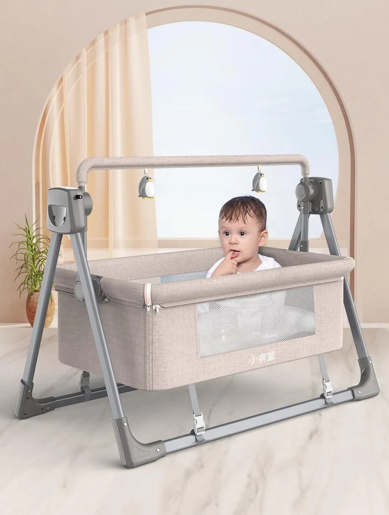 Custom Multi-function Electric Baby Rocking Cradle Bed Easy Foldable Baby Bassinet with Music Mosquito Net Electronic Baby Swing