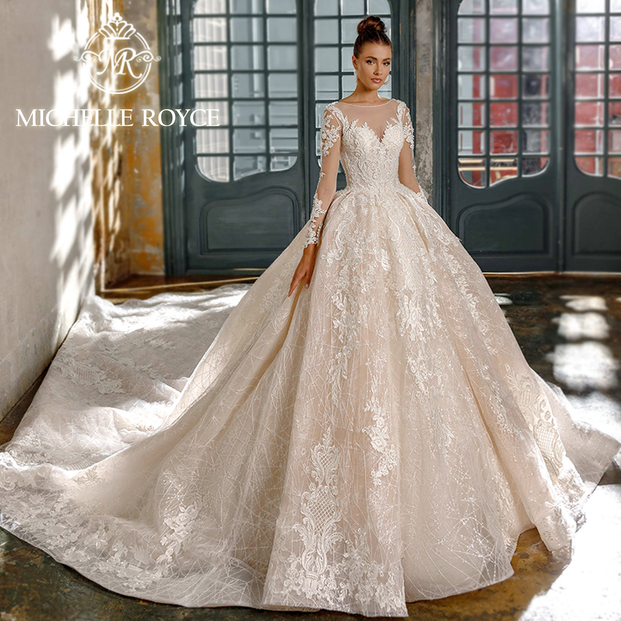 Michelle Royce Luxus Brautkleider Für Frauen Schatz Applikationen Perlen Sexy Langarm Brautkleid Vestidos De Novia