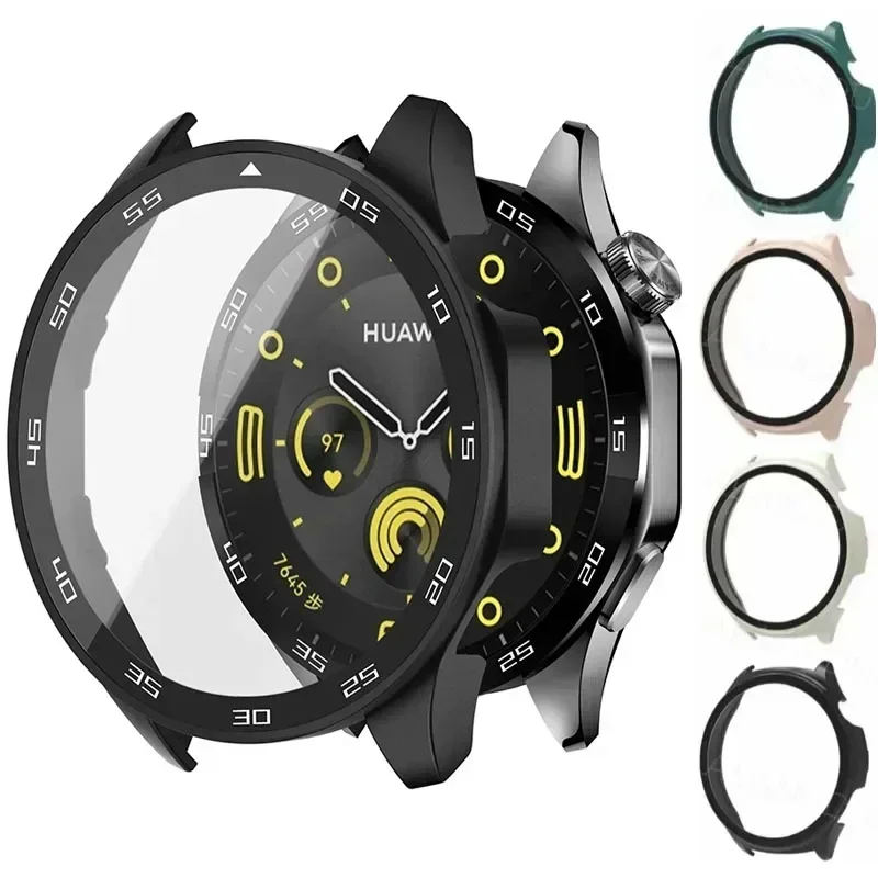 強化ガラスとHuawei Watch gt4用ケース,フルカバー,スクリーンプロテクターカバー,アクセサリー,46mm, 41mm