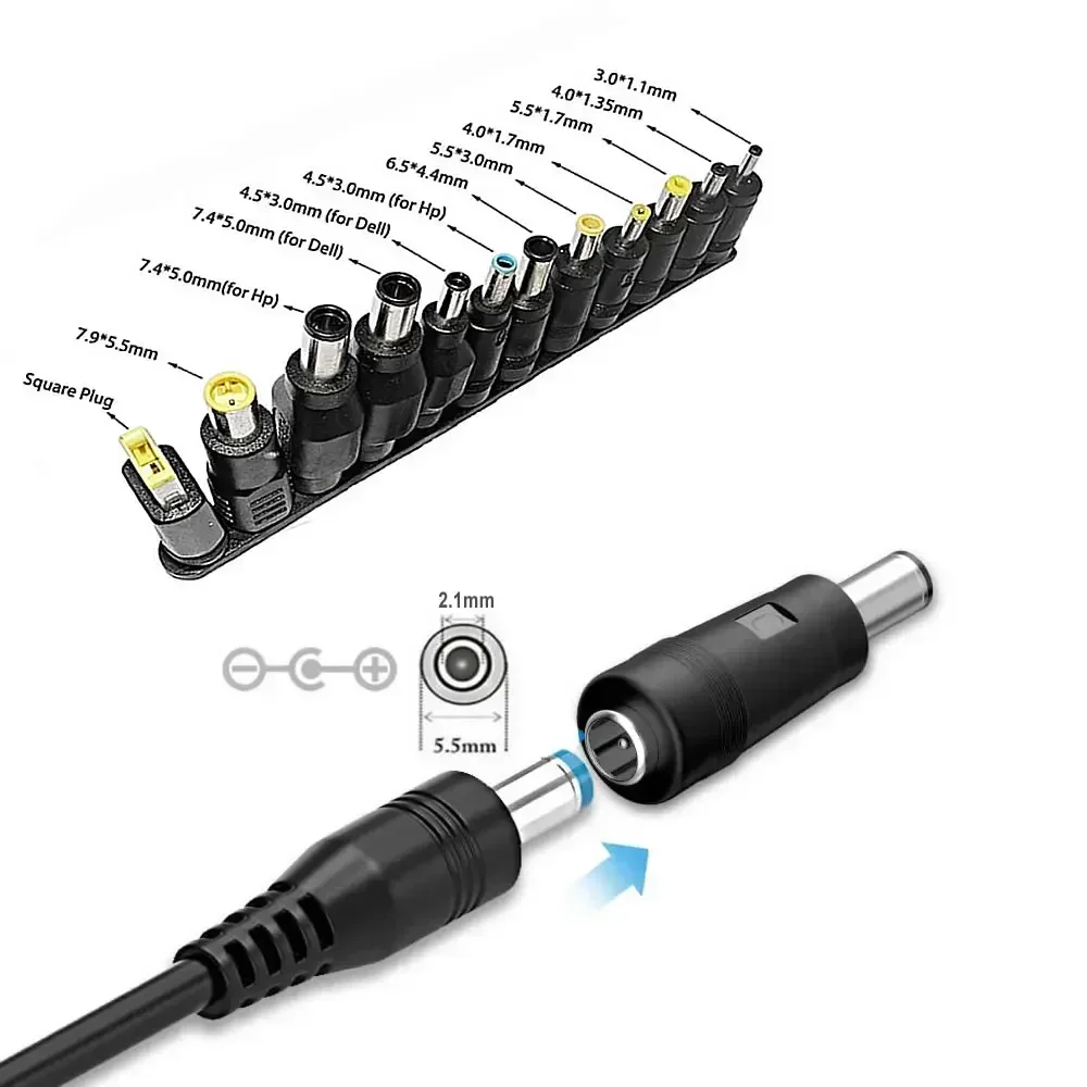 Cable de carga rápida PD de voltaje ajustable de 5-20V para portátil Lenovo Asus Hp Acer y más Cable adaptador de corriente tipo C a DC5.5x2.1mm