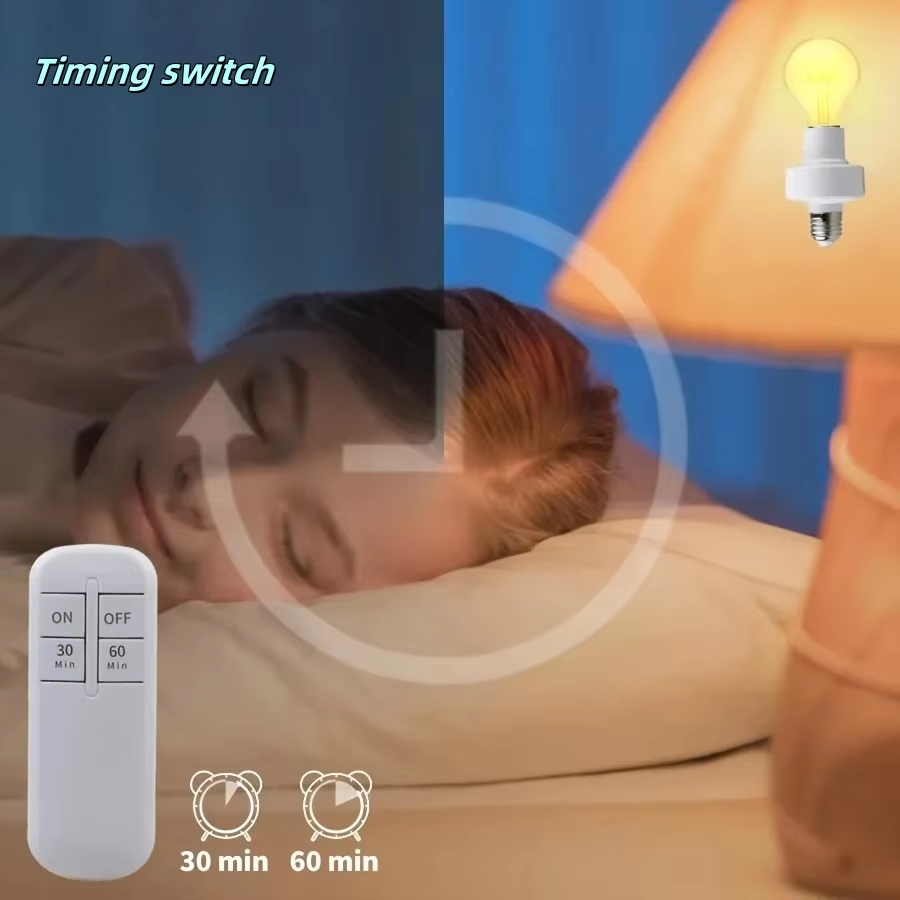 Wireless E27 Led lamp holder AC 110-240V Socket adapter converter with remote switch timer