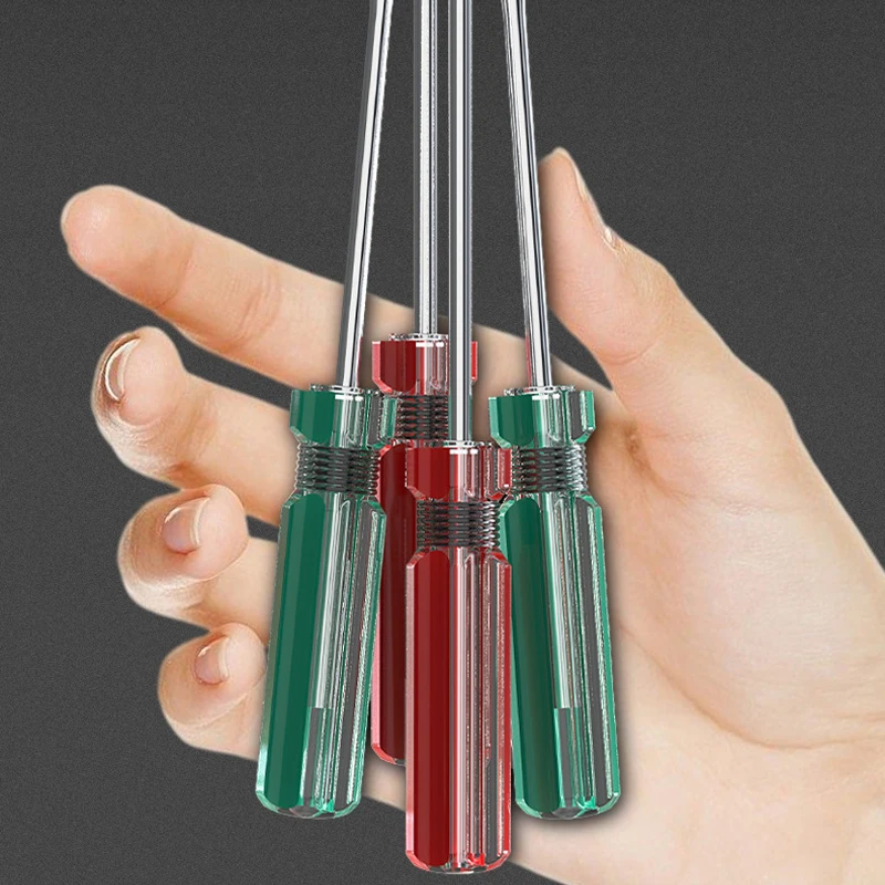 3*75mm Screwdriver Slotted Phillips Magnetic Tip Nut Driver Crystal Clear Handle Cross Flat Screw Key Precision Hand Tools 1 PCS