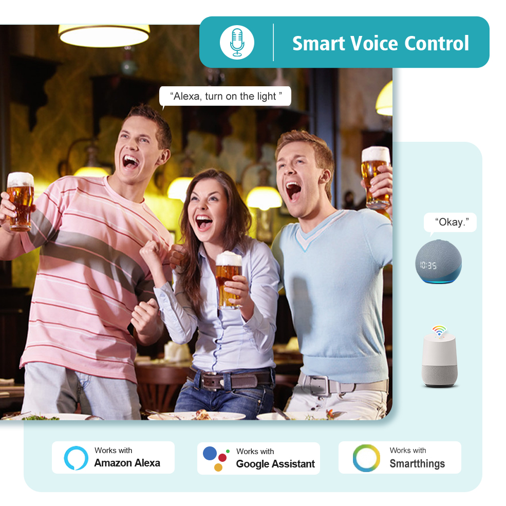 Zigbee LED-Glühbirne E27 E14 GU10 Intelligente Lampe RGB+WW+CW LED-Birne Sprachsteuerung mit Alexa, Google Home, Smartthings