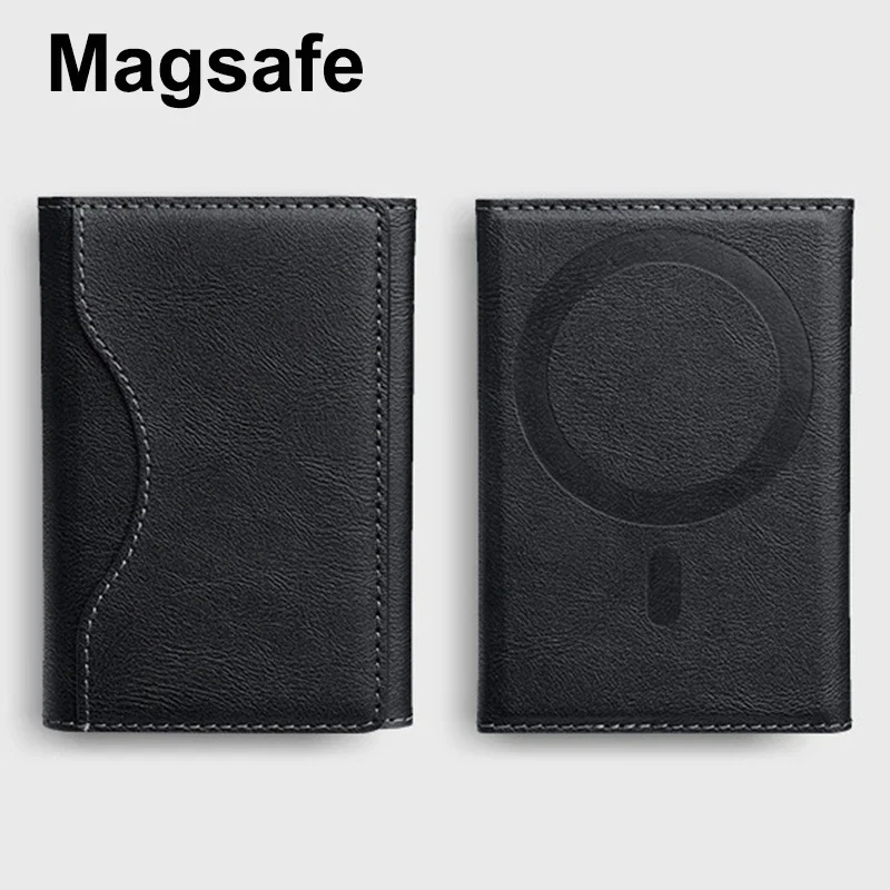 Tarjetero Magsafe para hombre, tarjetero magnético de cuero PU Unisex, cartera para Apple para IPhone 16 15 14 13 12 Pro Max Mini