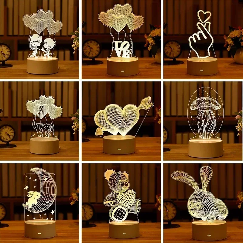 ロマンチックな愛 3D Led ランプ家庭用子供子供の夜の光結婚式の装飾誕生日パーティーバレンタインデーのベッドサイドランプ