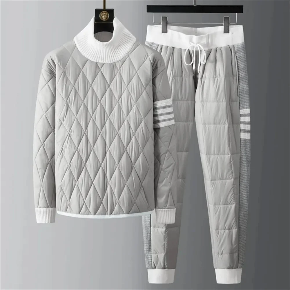 Autumn Winter Down Cotton Golf Two Piece Set New Men Golf Jacket Windbreaker Hedge Men Golf Clothing Golf Pants Men's Golf Wear