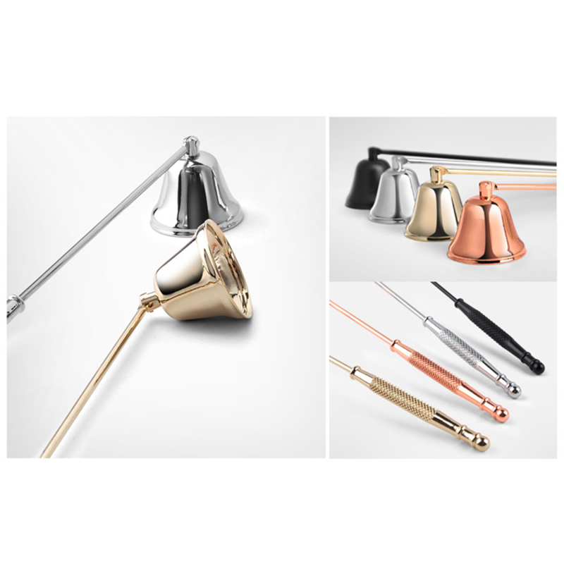 4 색 스테인레스 스틸 종 모양의 양초 소화기 빈티지 가정용 연회 양초 소화기 핸들 용품