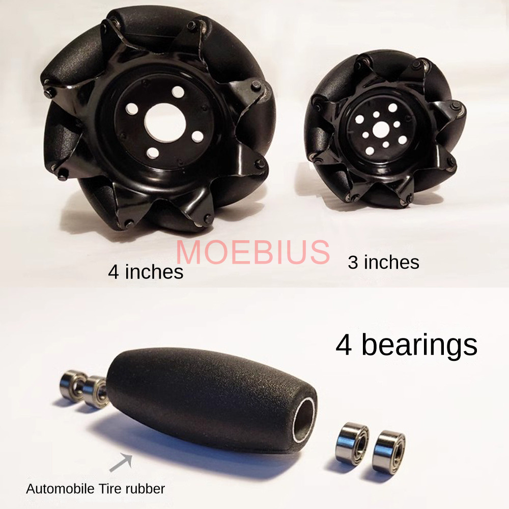 ロボットカー用mecanumホイール、オムニホイール、ビッグロードロード負荷、300kg、4インチ、100mm、4ピース/セット