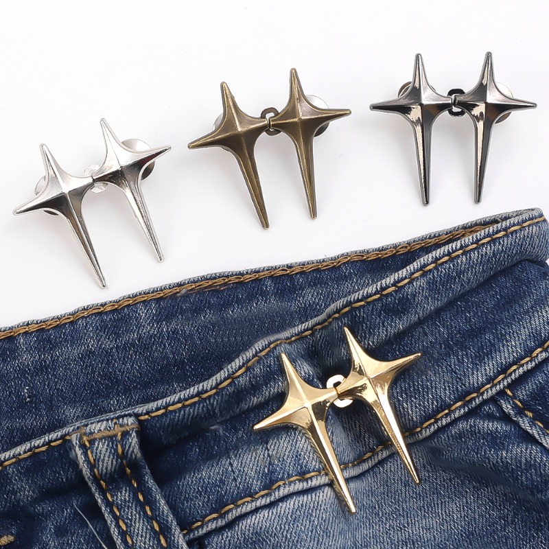 4Set Neue Kreuz Stern Form Einstellbare Taille Metall Knöpfe Schnalle Jean Abnehmbare Taille Taste Pins Spanner Kleidung Zubehör