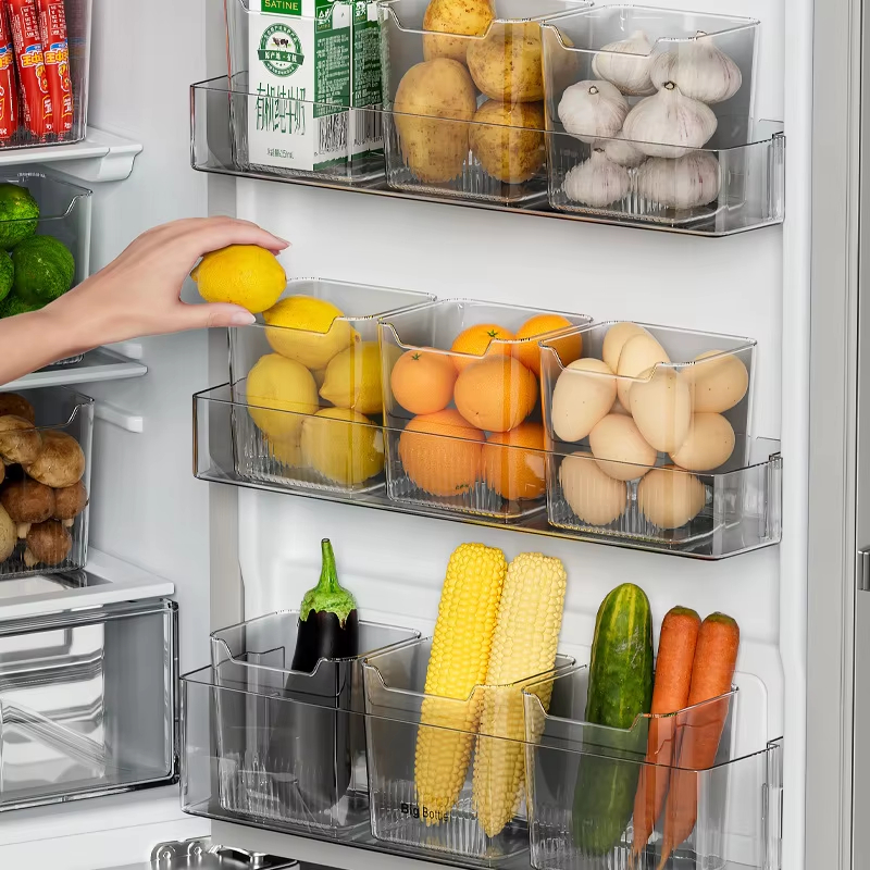 Caja de almacenamiento de puerta lateral para refrigerador, organizador fresco de alimentos, verduras, frutas, huevos, cocina, contenedores para nevera, 1 Uds.