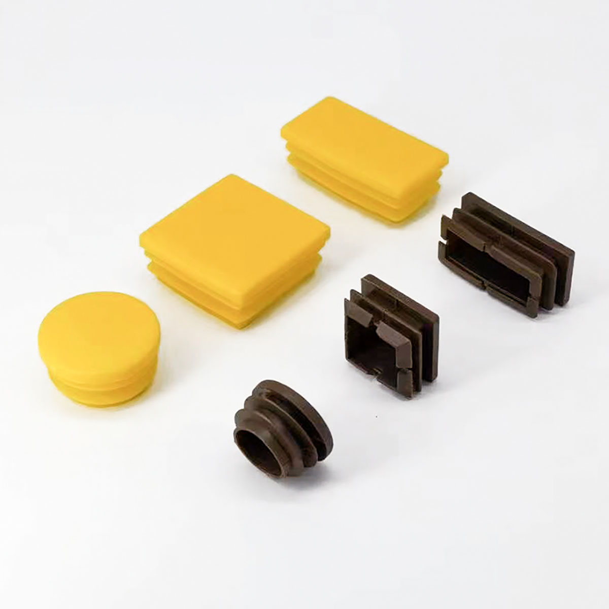 4-50Pcs Brown Square Round Pipe Plug Tube End Cap Table Chair Leg Protector Pads Leveling Feet 19 22 25 28 32mm 20x20-100x100mm