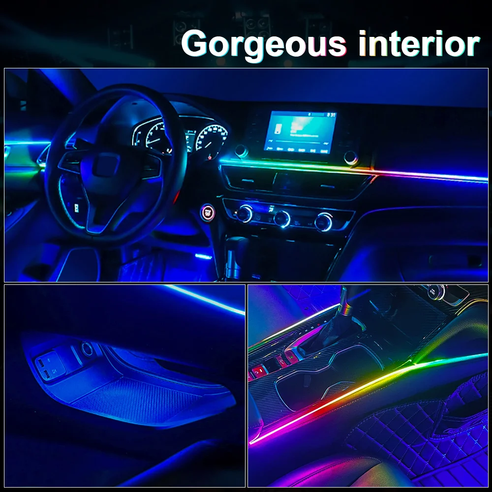 6/10/14/18/22 in 1 LED รถ Ambient ไฟ RGB 213 64 สีแถบอะคริลิค Symphony Streamer ภายใน Rainbow บรรยากาศโคมไฟชุด