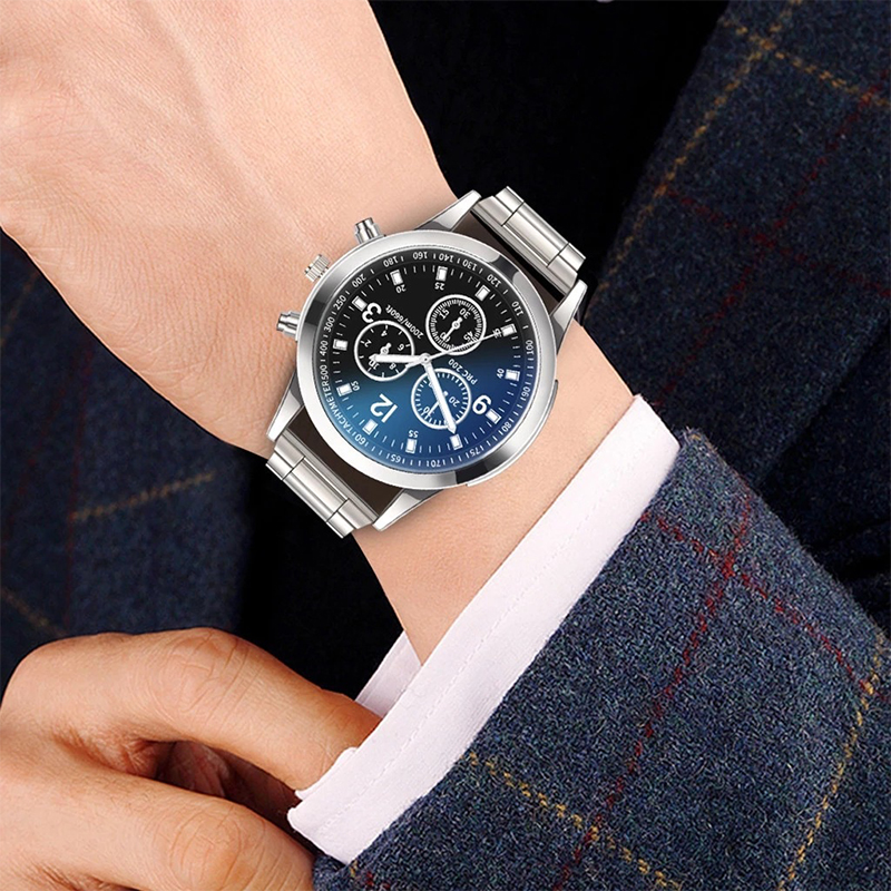 1/2 pezzi orologi da uomo d'affari orologio al quarzo con cinturino in acciaio da uomo alla moda con bracciale (scatola non inclusa)