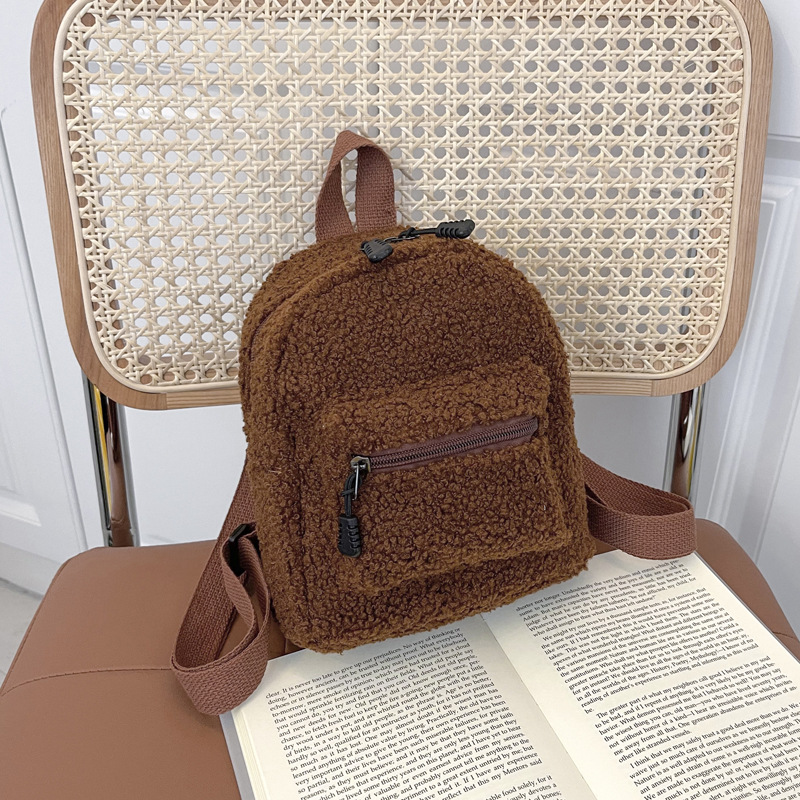 Mode Damen Rucksäcke kleine Plüsch weibliche Rucksack Mini Umhängetasche Winter neue weiche flauschige Pelz Mädchen Schult asche Mochila 2022