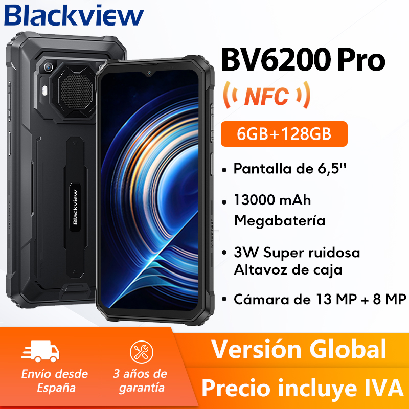 Blackview-Smartphone BV6200 Pro, téléphone portable robuste, Android 13, 6.56, Helio P35, 4 Go + 128 Go, 13000mAh, charge rapide 18W, NDavid