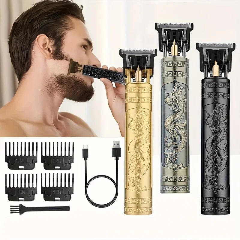 Cortadora de pelo inalámbrica profesional para hombres, juego de recortadora, Kit de aseo de barba, cortador de precisión, peine de límite de cortadora de pelo de fácil uso