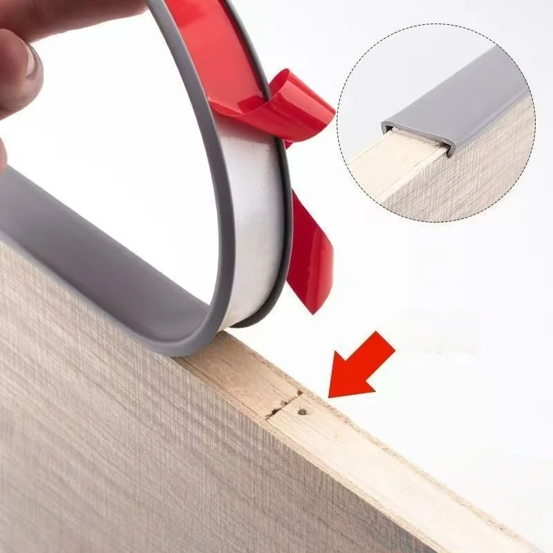 1 Stück 5 m/196,85 Zoll selbstklebender PVC-Kantenanleimstreifen, Dichtungsband, U-förmiger Streifen für Möbel, Schrank, Schreibtisch, Kantenschutz
