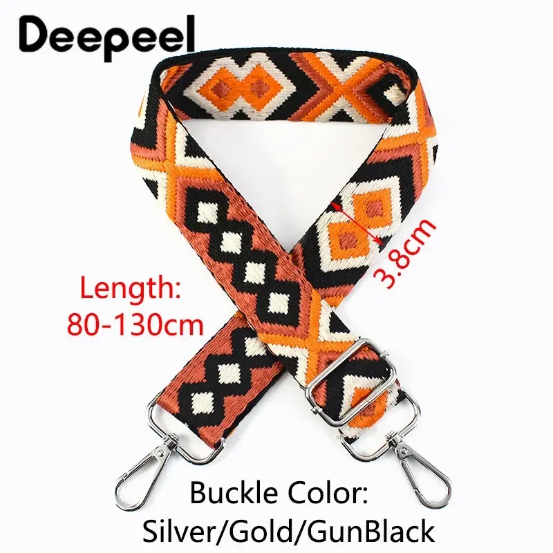 Deepeel 3.8cm Fashion Canvas Webbing Color Jacquard Straps 80-130cm Adjustable Shoulder Crossbody Strap Women's Bag Accessories