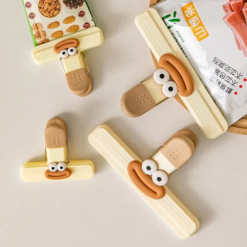 3pcs Creative Face Bag Sealing Clip Food Snack Clip Kitchen Tools Decorative Small Clip Refrigerator Plastic Food Bag Storage
