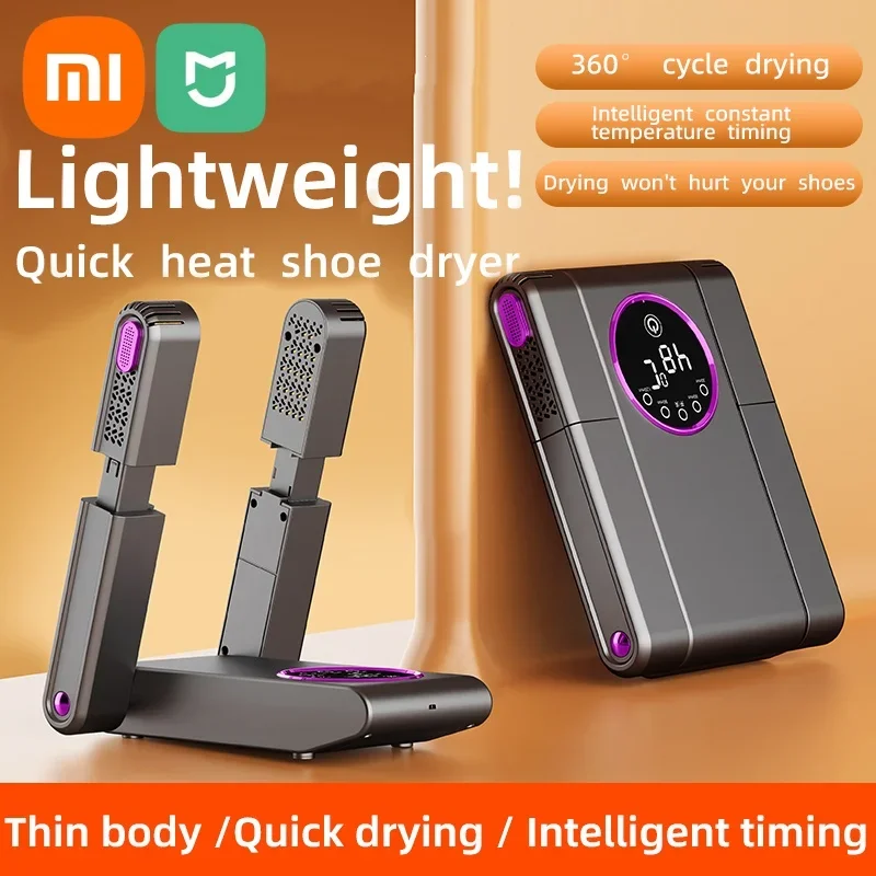 Secador de zapatos Xiaomi Secador de zapatos y botas eléctrico portátil 180 °   Pantalla inteligente de diseño plegable para zapatos, guantes, sombreros, calcetines, botas de esquí