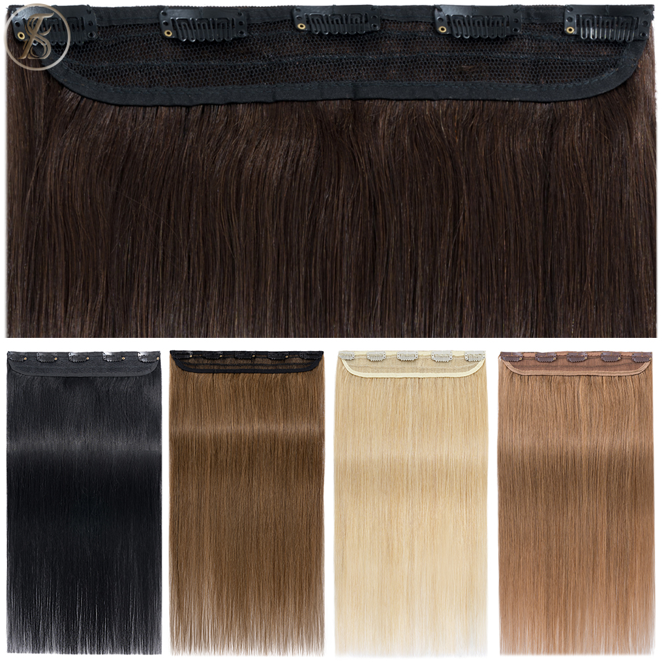 TESS 40-60g 10 "-24" คลิปต่อผมมนุษย์ผมคลิป 3/4 Full Head Hairpiece คลิปธรรมชาติผมส่วนขยาย Healthy End