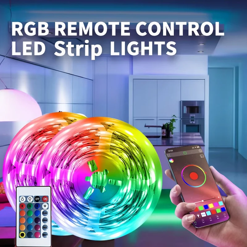 Tira de luces LED de 5V USB con aplicación y Control remoto de 24 teclas, decoración colorida brillante para sala de estar, dormitorio y fondo de TV