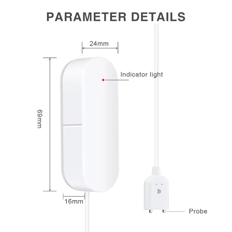 Tuya Wifi Waterlekkagesensor Smart Home Overstromingsdetector App Controle Overstromingswaarschuwing Beveiliging Met Alexa Google