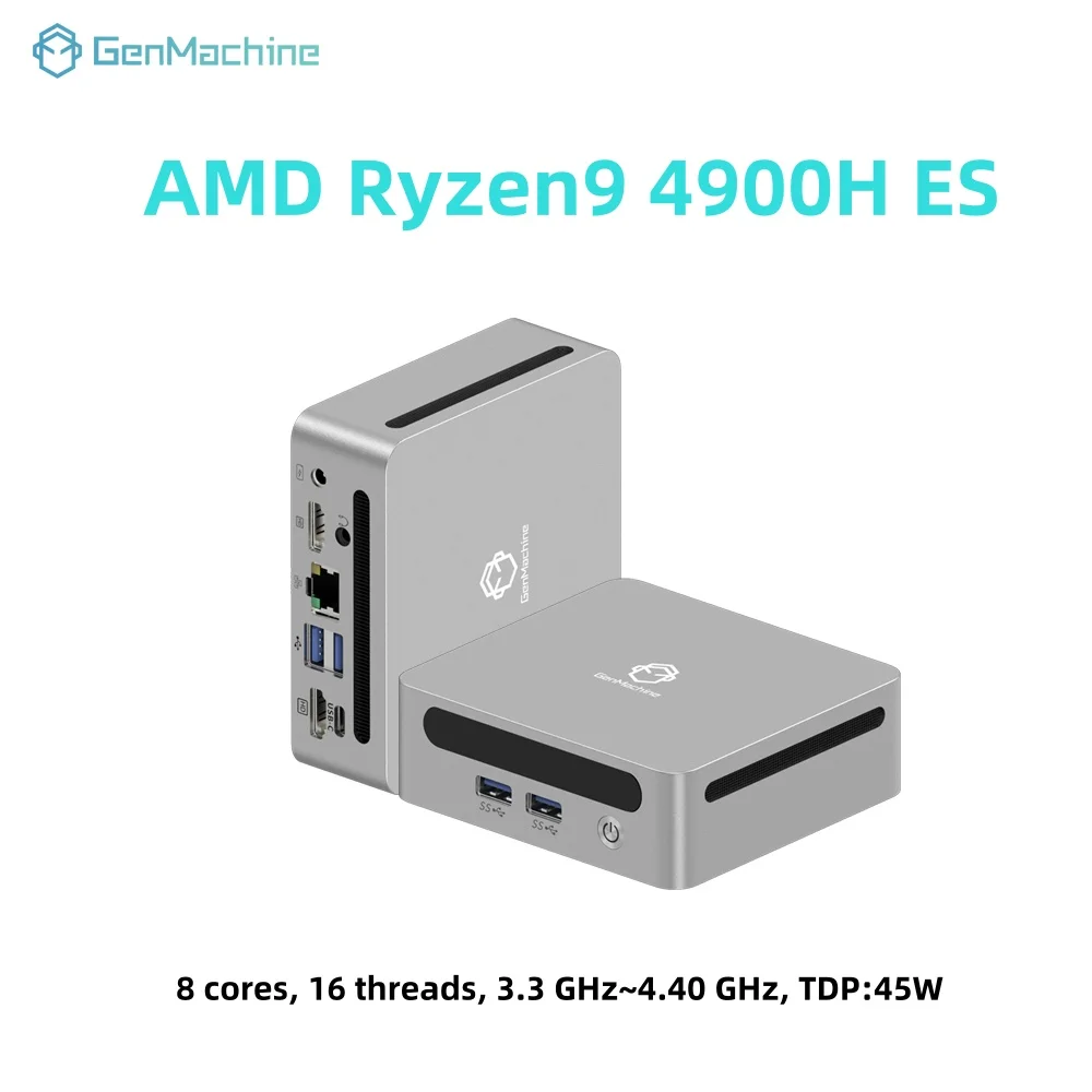 GenMachine AMD Ryzen 9 4900H ES Windows 11 8 Core 16 Filettatura 4,4GHz 54W MINI PC DDR4 WIFI6 RTL8852, BT5.2 Computer da gioco desktop