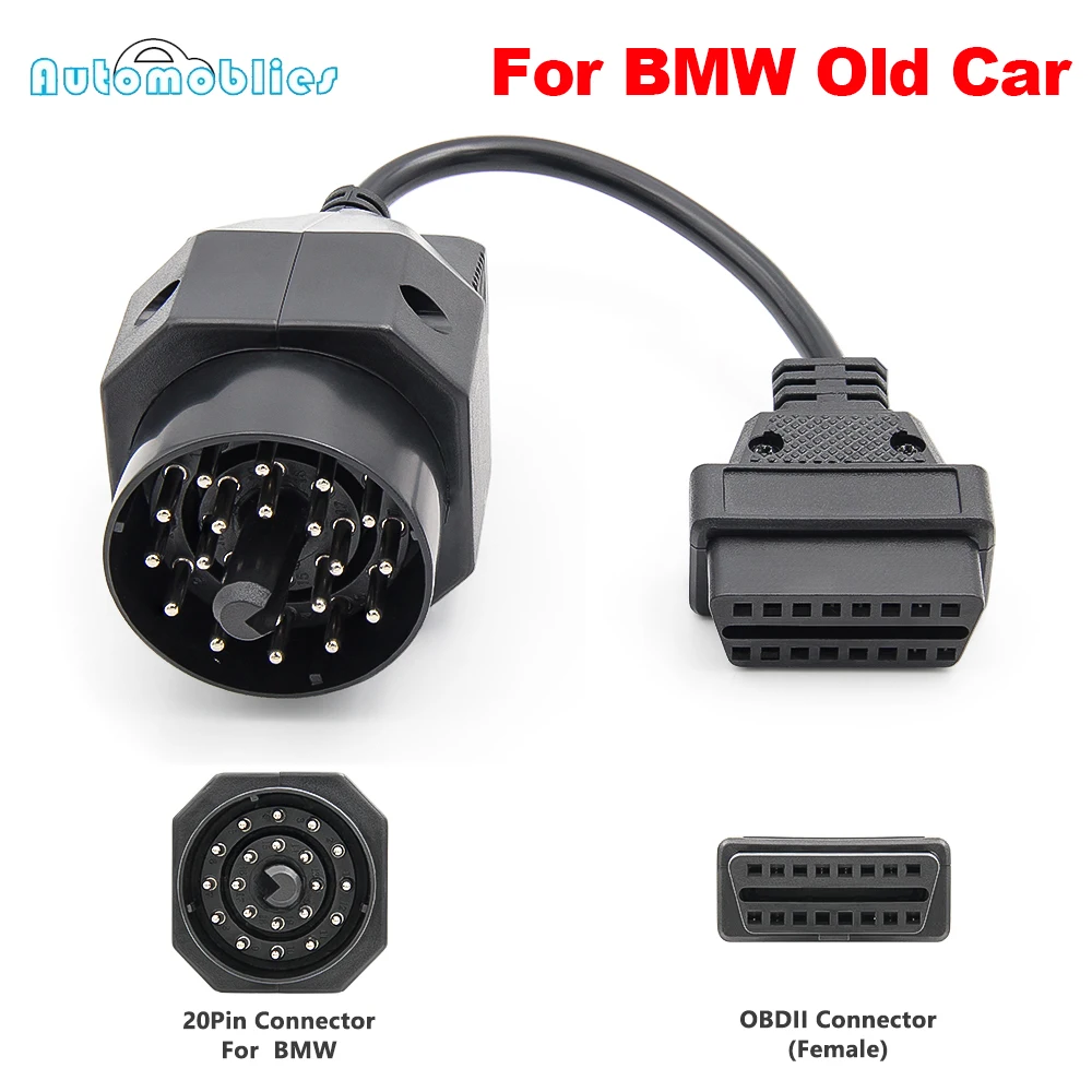 Do BMW Adapter kabla OBD do OBD2 20-pinowy do OBDII 16-pinowy kabel łączący Złącze żeńskie Do E36 E39 X5 Z3 Adapter kabla OBD 2