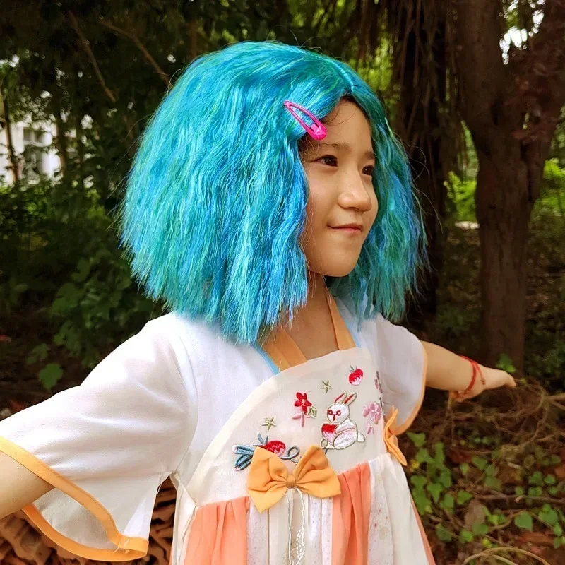 かわいいインサイドアウトジョイコスプレインサイドアウト 2 ジョイ嫌悪悲しみ髪ショートレイヤー偽のヘアエクステンション男性女性パーティーウィッグ