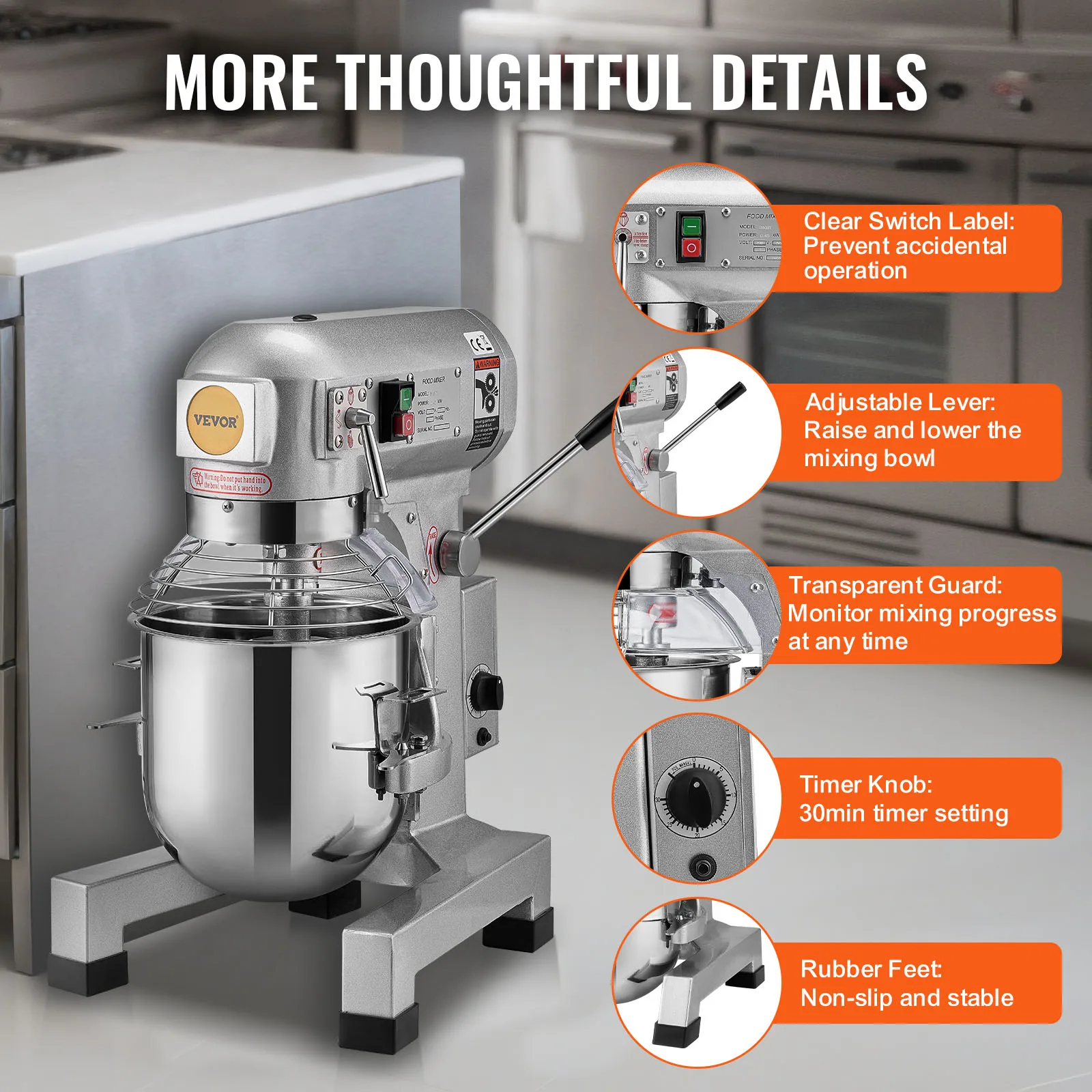 SucceBuy 10L/14L/28.5L/18.7L Commercial Food Mixer Commercial Stand Mixer with 3 Adjustable Speeds 550W 1100W Dough Mixer