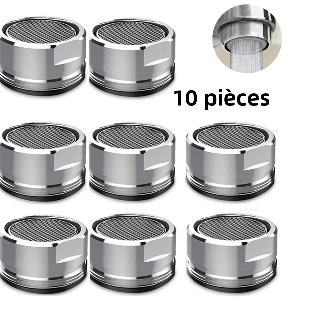 Filtre de robinet économiseur d'eau, aérateur, filetage M24, salle de bains, laiton, acier inoxydable, filtre remplaçable, maille, buse mixte, 10/3 pièces