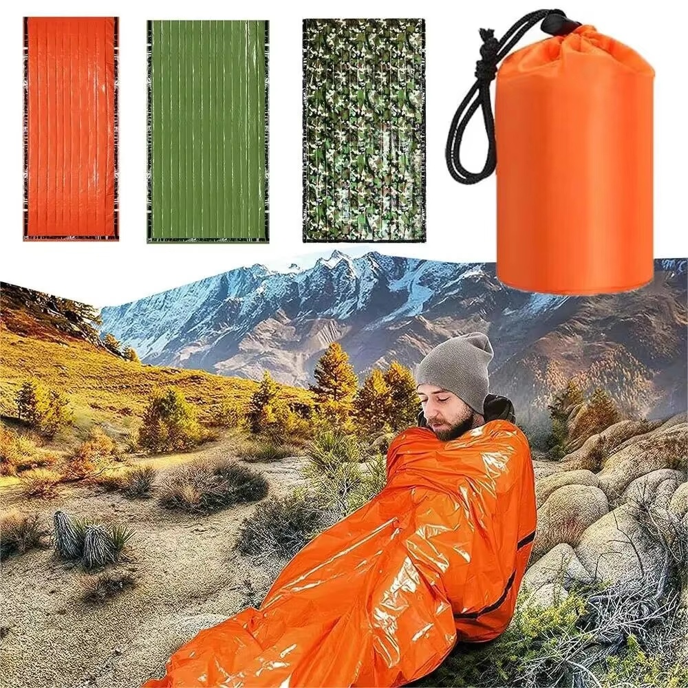 Saco de dormir de emergência ultra impermeável mylar cobertores térmicos leve sobrevivência saco de dormir manter quente para acampamento caminhadas