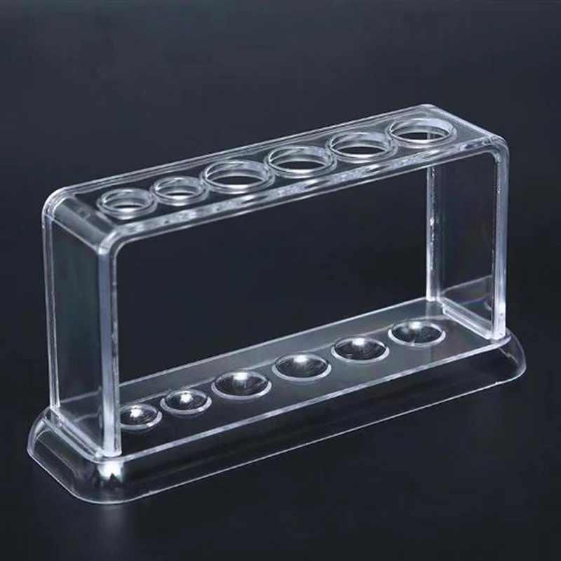 Scaffale per provette in plastica trasparente trasparente supporto per provette da laboratorio a 6 fori ripiano per provette da laboratorio 16.7*8*3cm