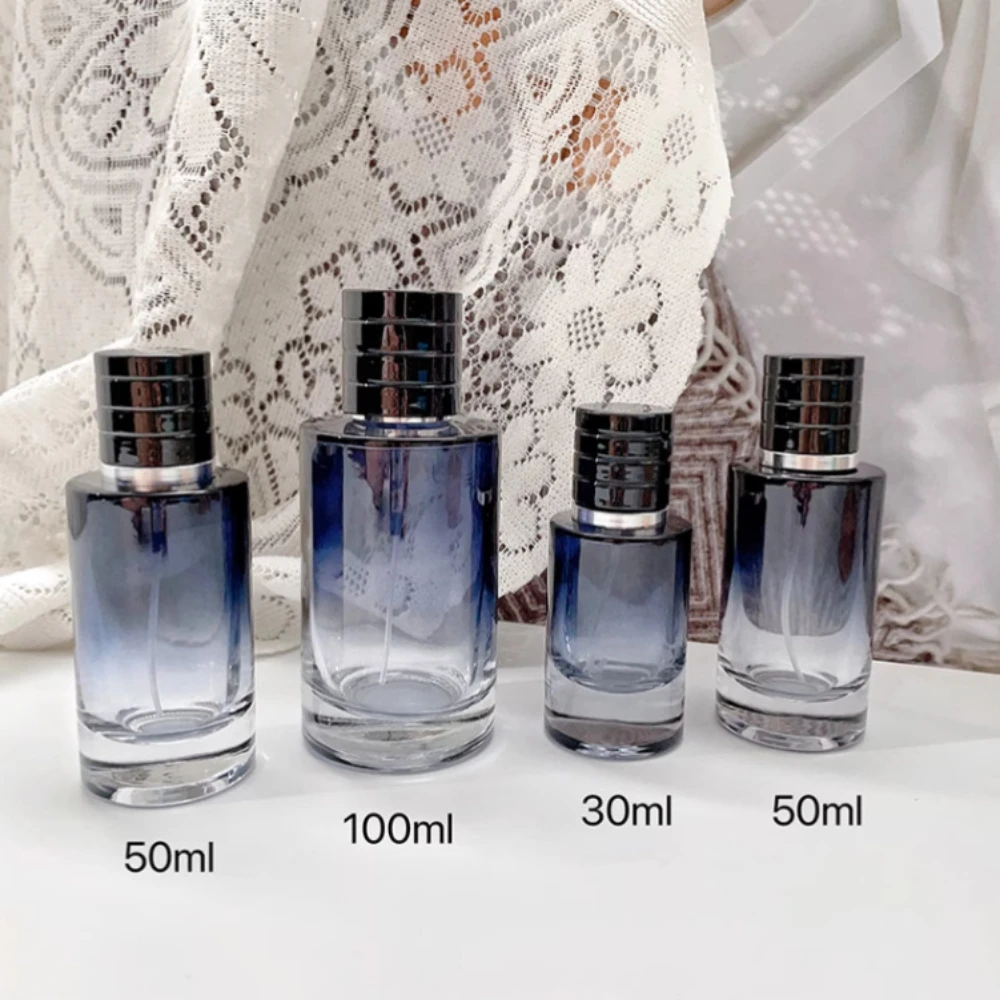 1Pcs 30ml-100ml Gradient Color Portable Glass Refillable Perfume Bottle Cosmetic Container Atomiser Sprayer Travel Cosmetic Tool