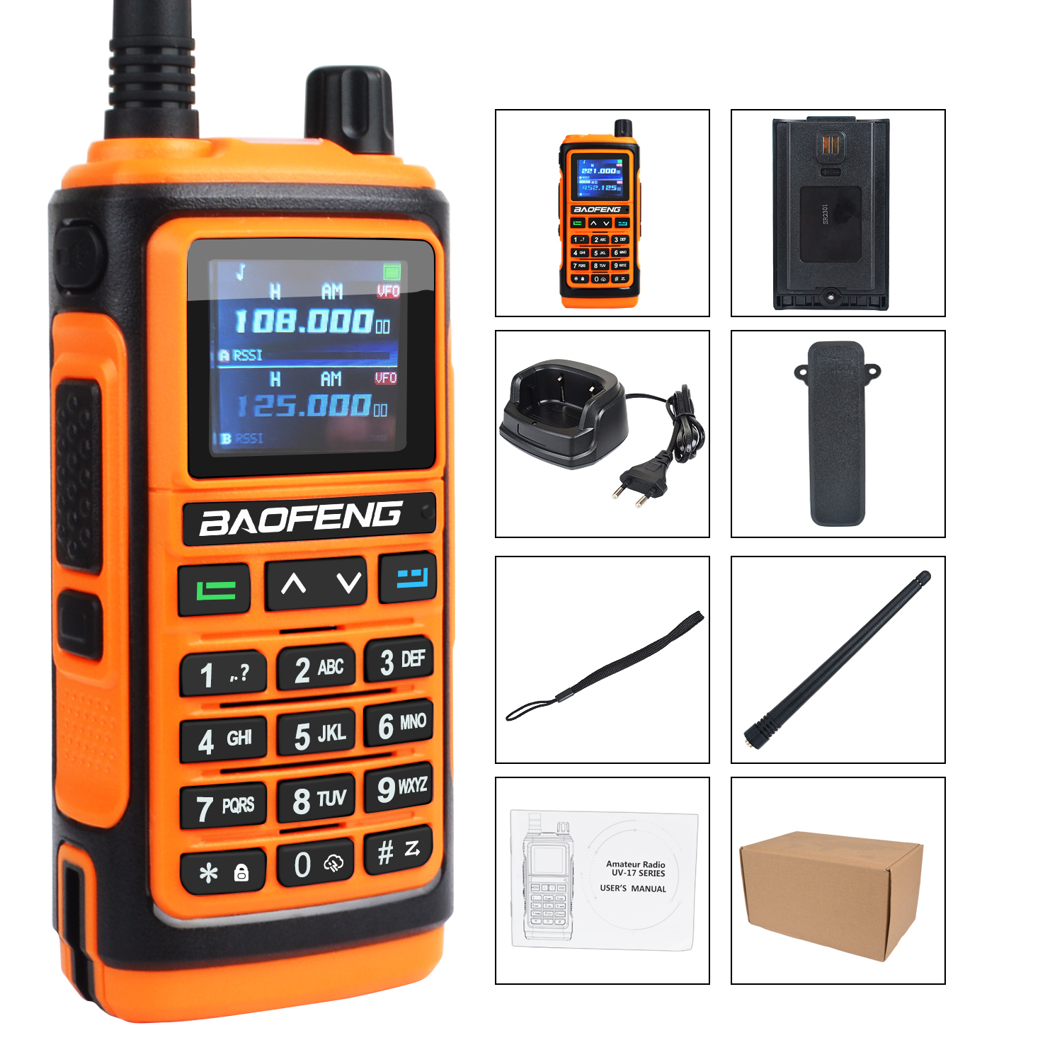 Baofeng UV-17Pro GPS トランシーバー 108-136MHz エアバンド VHF UHF 200-260MHz 350-355MHz FM ラジオ 6 バンド周波数コピー防水