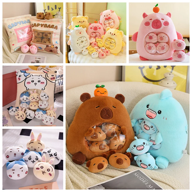 Sang Trọng Pudding Túi Túi Kẹo Mini Phồng Bi Chuối Bơ Dâu Axolotls Búp Bê Chim Cánh Cụt Mèo Thỏ Ăn Thực Phẩm Gối Nhung
