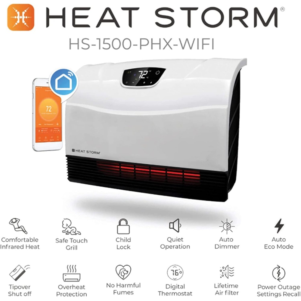 HS-1500-PHX-WIFI Infrared Heater, Wifi Wall Mounted