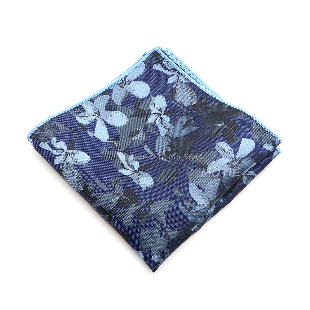 Homens lenços clássicos com estampa vegetal, lenços quadrados de bolso, azul, marrom, casual, casamento, roupa diária, acessórios de camisa, festa