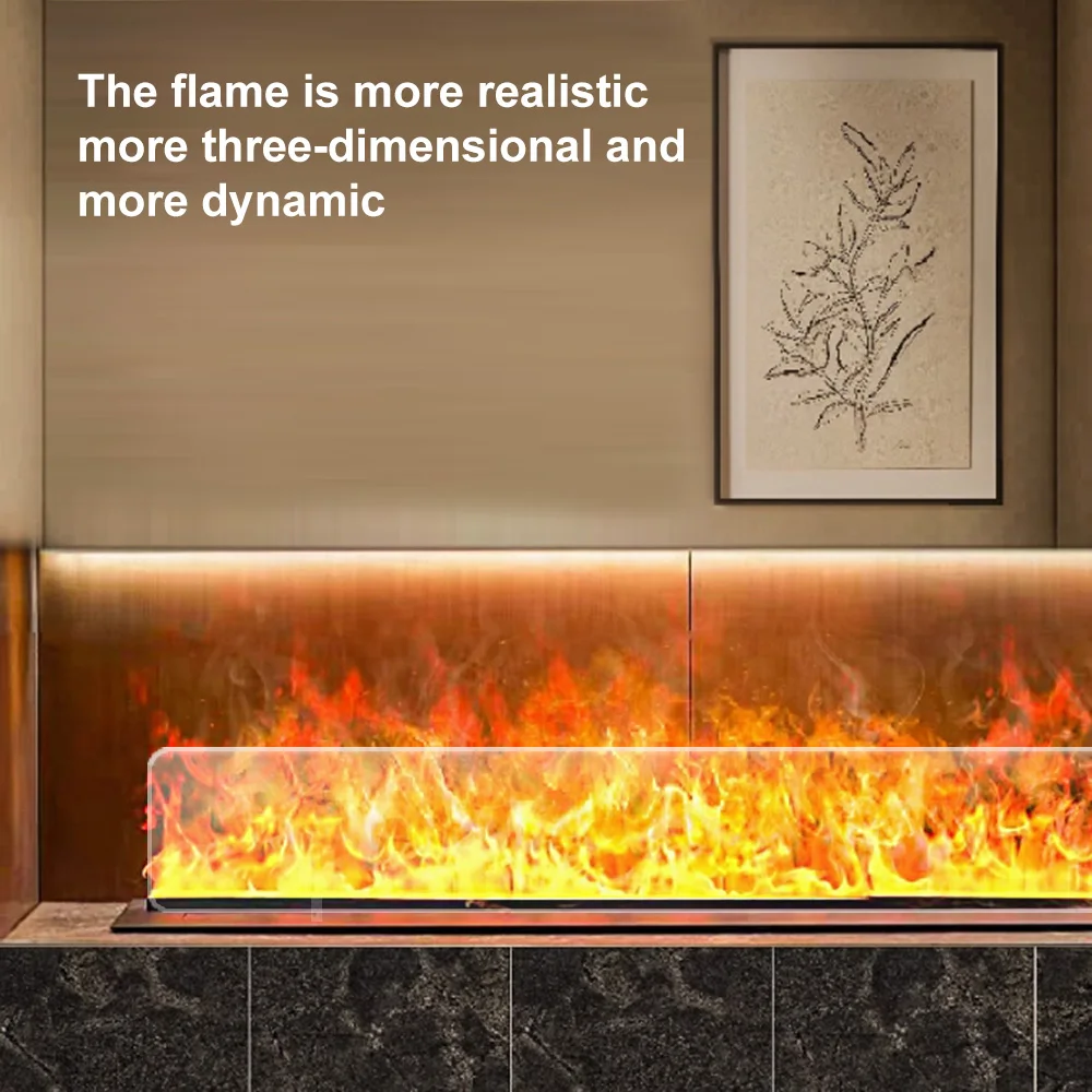 Intelligenter Wassernachschub, mehrfarbiger Zerstäubungskamin, ideal für luxuriöse Heimdekoration. Der 3D-Zerstäubungseffekt mit realistischen Flammen schafft eine elegante und gemütliche Atmosphäre in jedem Raum.