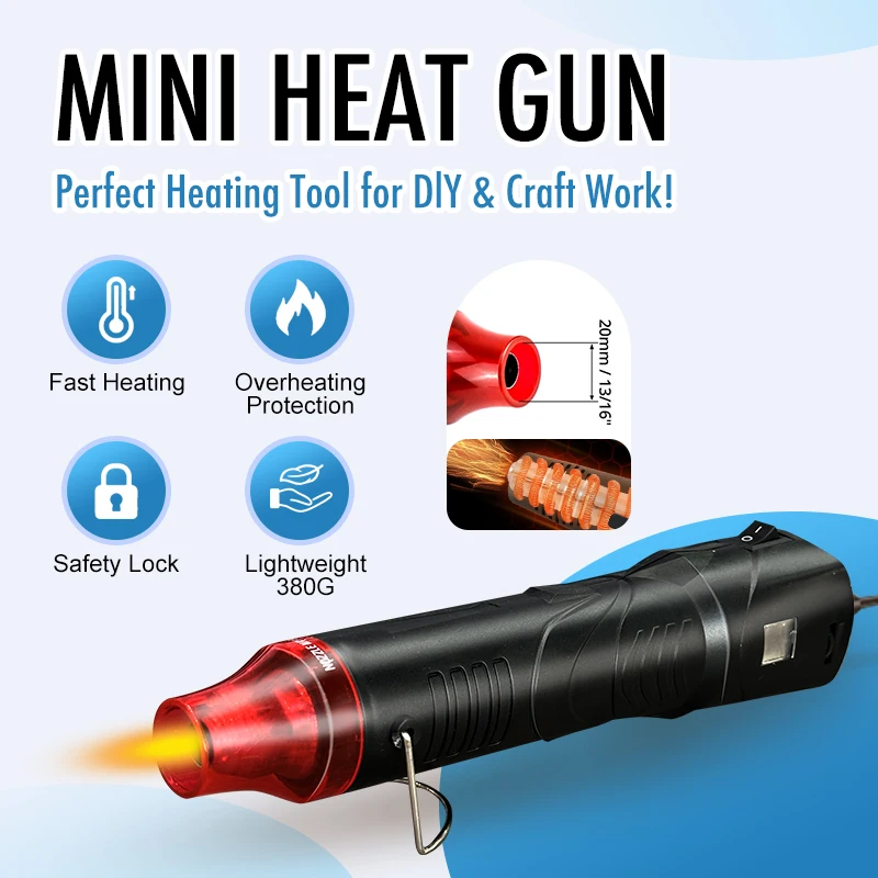 DIY Using Heat Gun Electric Power Hot Hair Dryer Soldering Wrap Blower Heater Shrink Plastic Heat Gun Repair Tool 200℃ 300W
