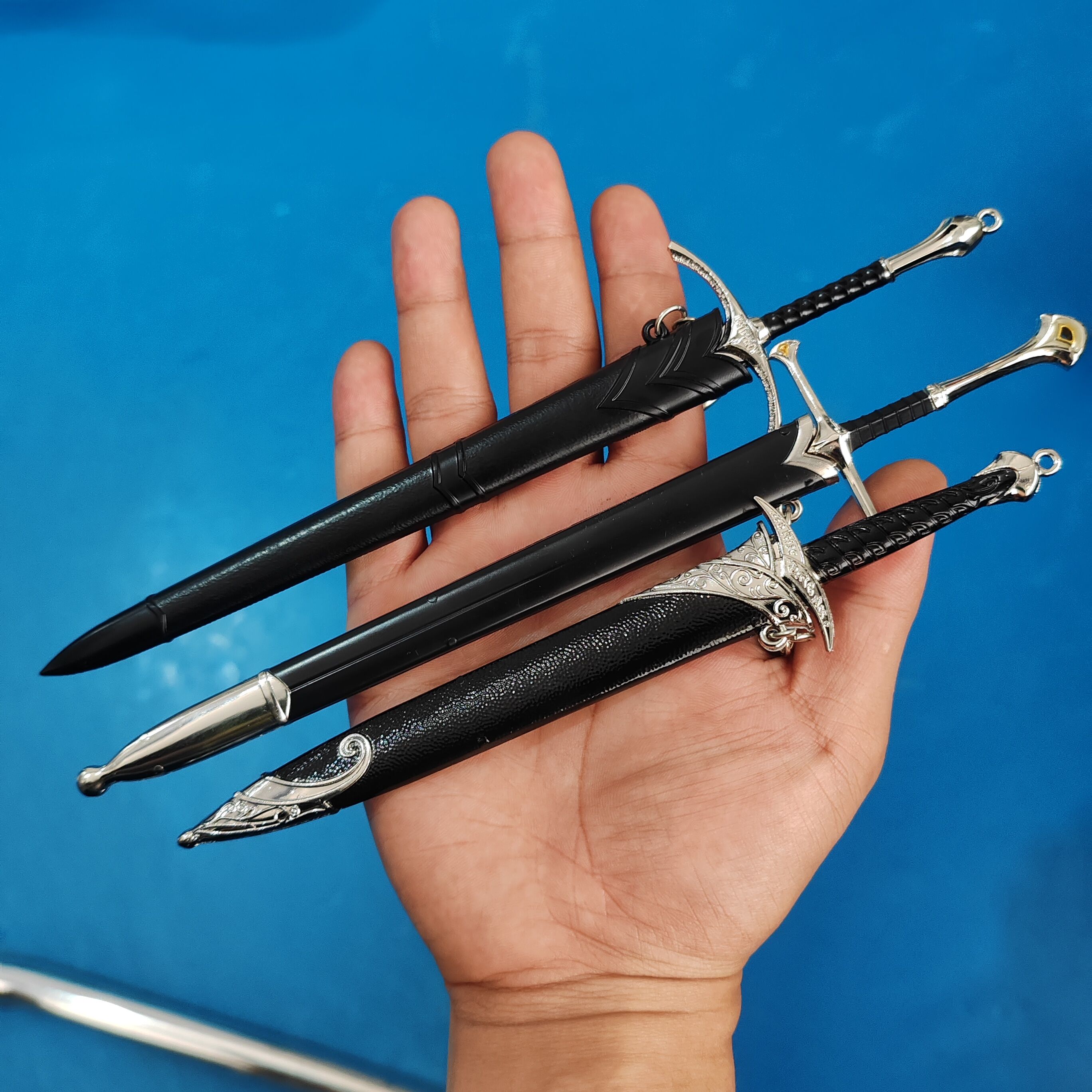 22cm elfos anduril terra média arma glamourosa aragorn narthil espada de metal katana samurai espada chaveiro ornamentos presentes brinquedos