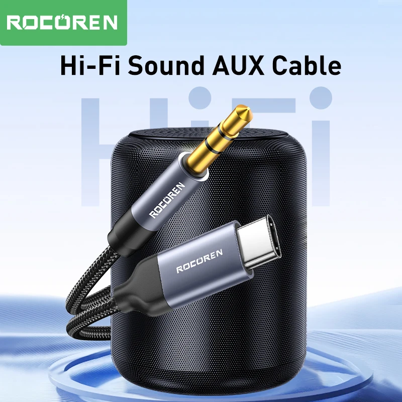 Rocoren USB タイプ C から 3.5 ミリメートルジャック AUX オーディオケーブルアダプタスピーカーヘッドフォンヘッドセット延長 Aux ワイヤーコード iPhone 15 Pro Max 用