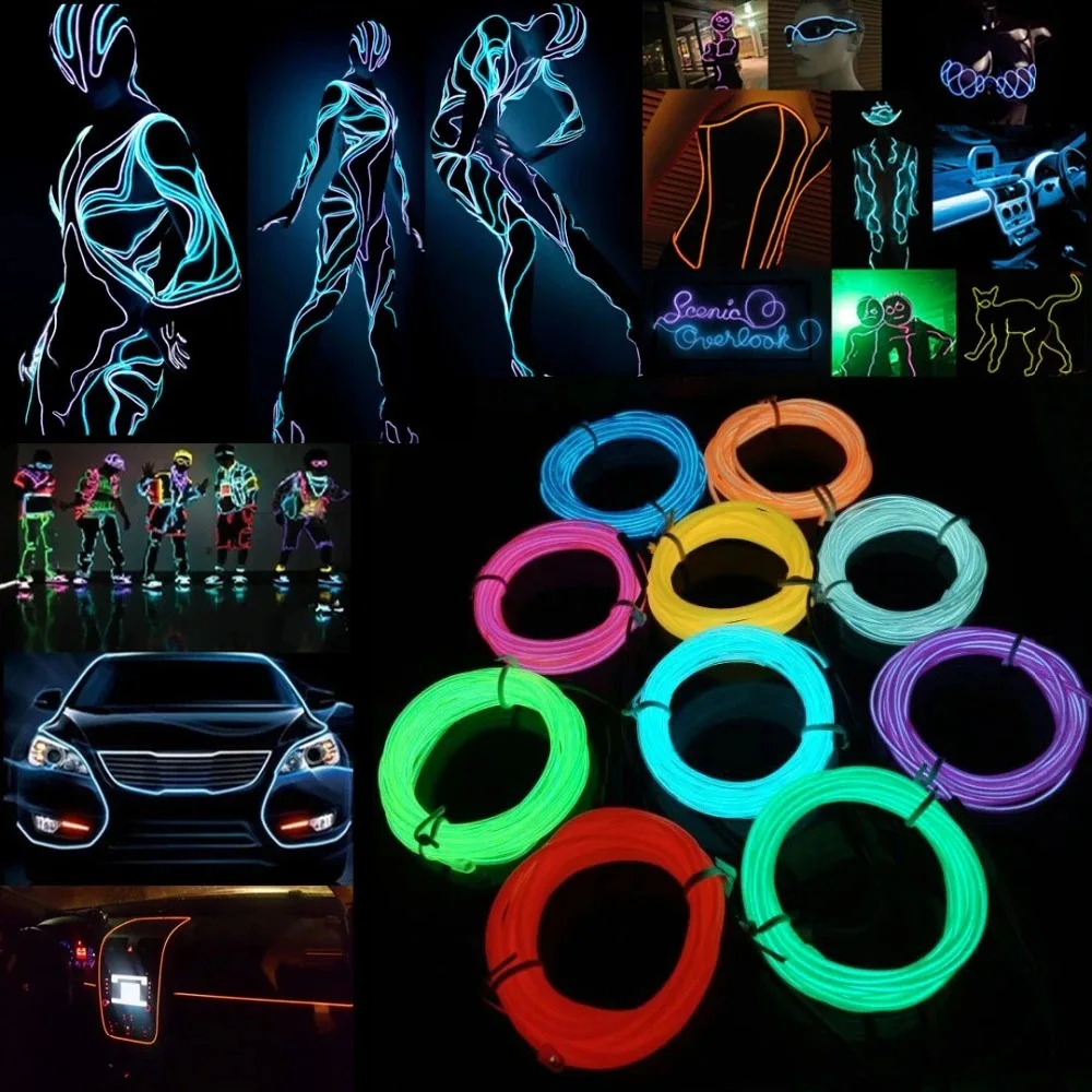 1M/3M/5M/10M Flexible Neon Light EL Wire Led Neon Dance Party Atmosphere Decor Lamp RopeTube Waterproof Multicolor Led Strip