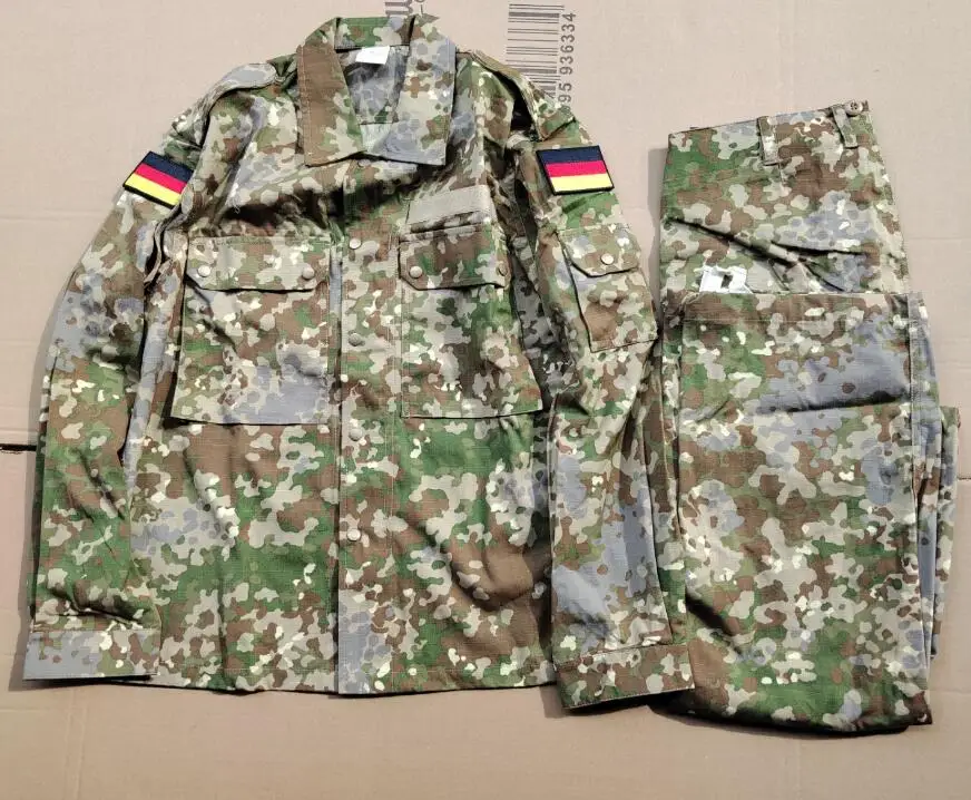 Немецкая вездеходная камуфляжная форма Flecktarn, мужской весенний костюм, куртка, брюки, копия антиинфракрасного диапазона