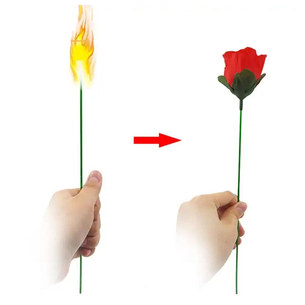 Flame To Rose Appearing Magic Flower Torch To Flower Magic Trick Flame Appearing Flower Professional Magician Bar Illusion Props