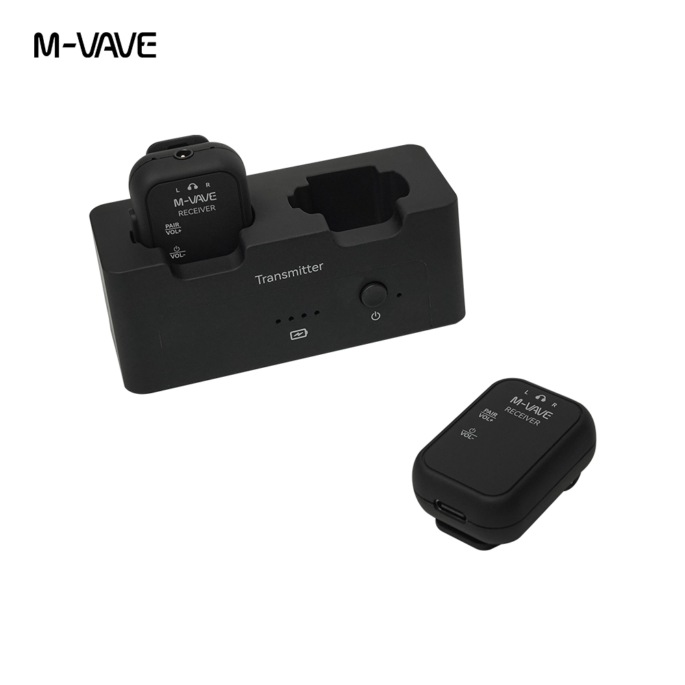 M-VAVE SWS12 WP-12 2,4G sistema de Monitor de auriculares inalámbricos, transmisor recargable 2 receptores con botón de volumen, función de silencio