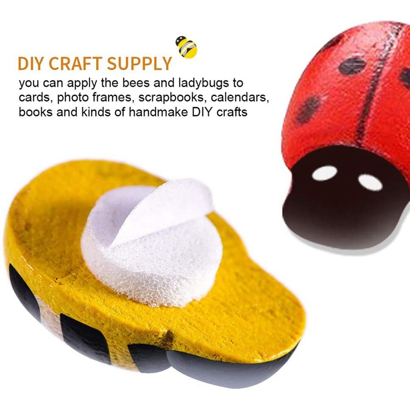 200Pcs Wooden Bees Ladybugs, Wooden Bumble Bees & Ladybugs For Crafts Scrapbooking DIY Party Decoration