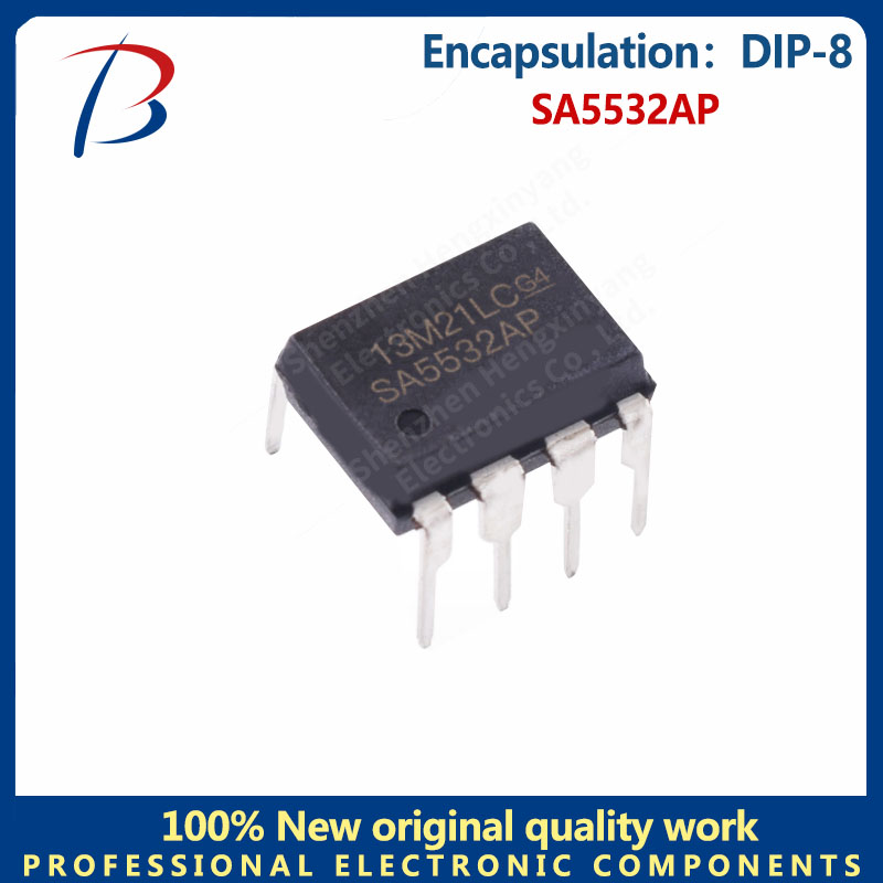 Pacote duplo audio do microplaqueta do amplificador, SA5532AP, DIP-8, 10 PCes
